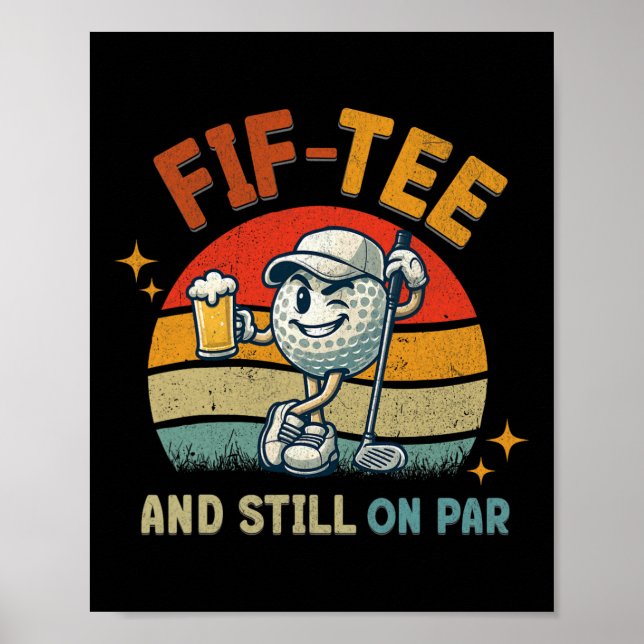 Retro Fif Tee Golf Birthday Party 50th Birthday Go Poster (Vorne)