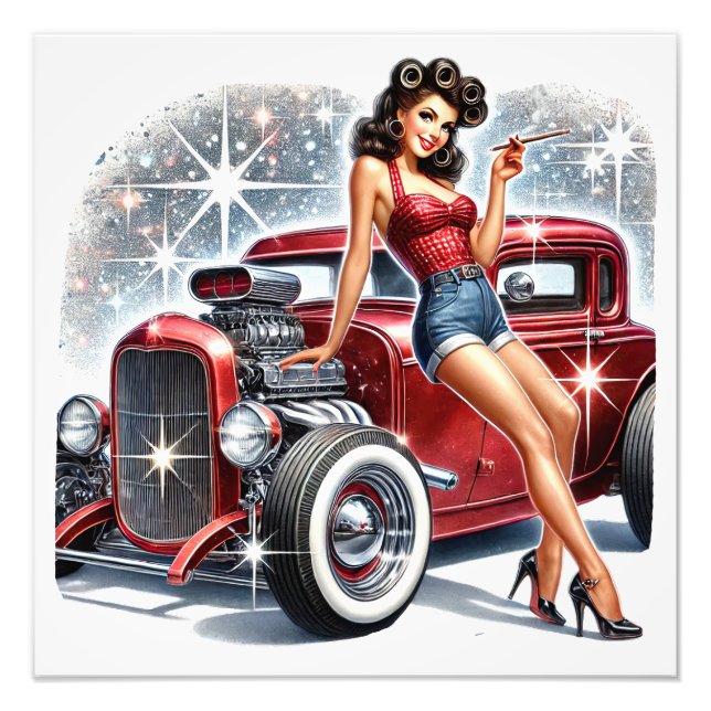 RETRO FIFTIES Button Up Girl Fotodruck (Vorne)