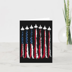 Retro Fighter Jet Airplane Amerikanisches Flaggenh Karte