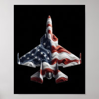Retro Fighter Jet Airplane Amerikanisches Flaggenh