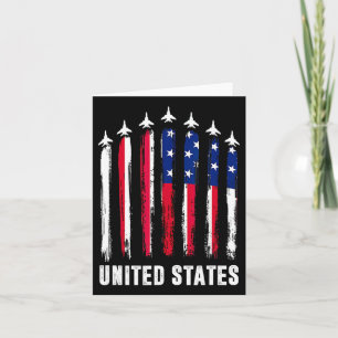 Retro Fighter Jet Airplane USA Flag 4. Juli Pa Karte