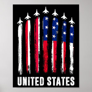 Retro Fighter Jet Airplane USA Flag 4. Juli Pa Poster