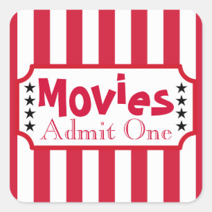Retro-Film-Heimkino-Kinoparty-Aufkleber Quadratischer Aufkleber