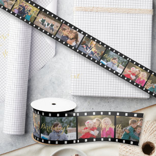 Retro Film Strip Benutzerdefiniertes Foto Geburtst Satinband