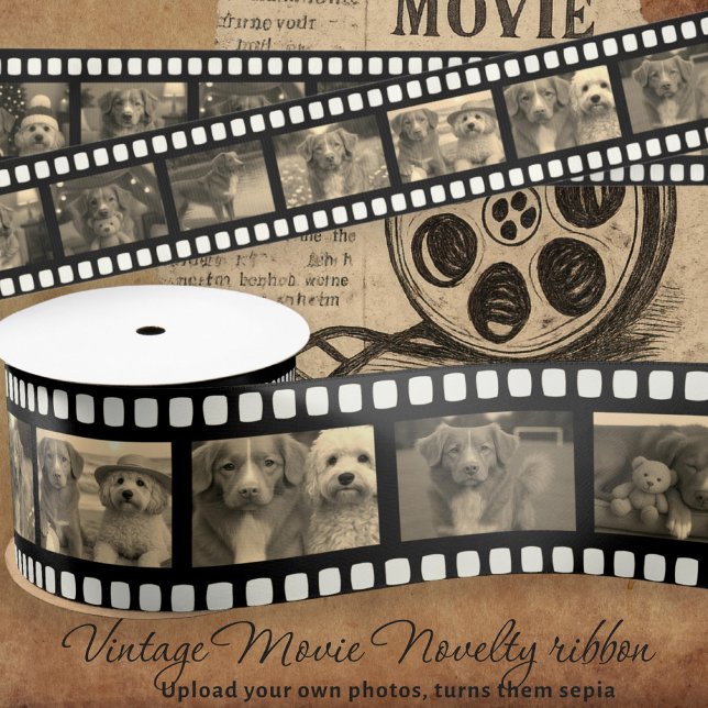 Retro Film Strip Personalisiert DIY 10 Bilder Sepi Satinband (Retro Film Strip Personalized DIY 10 Images Sepia Satin Ribbon by Ricaso. turns your photos sepia)