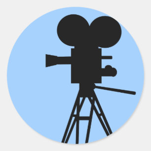 Retro-Filmkamera-Silhouette-Aufkleber Runder Aufkleber