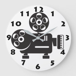 RETRO-FILMPROJEKTOR IN SCHWARZ UND WEISS GROßE WANDUHR