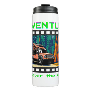 Retro-Filmstreifen-Abenteuer-Camping-Reise Thermosbecher