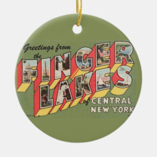 Retro Finger Lakes NY Schmuck Keramik Ornament