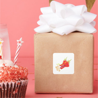 Retro Fire Dragon Quadratischer Aufkleber