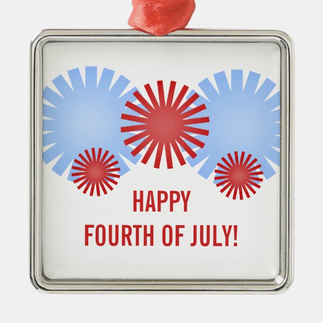 Retro Fireworks Premium Square Ornament Aus Metall (Vorne)