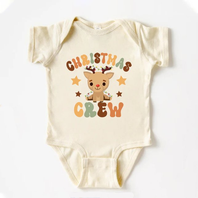 Retro First Christmas Cousin Crew Niedlich Reindee Baby Strampler (Retro First Christmas Cousin Crew Cute Reindeer Baby Bodysuit)
