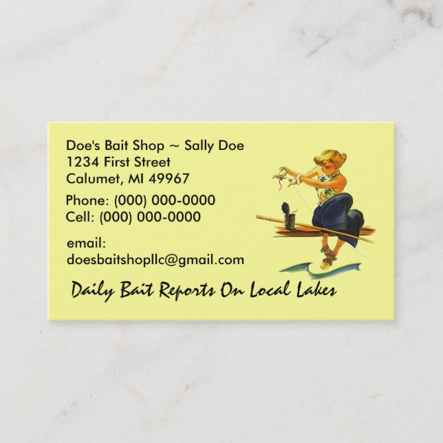 Retro Fisch-Fischerei-Köder-Geschäft der Visitenkarte (Vorderseite)