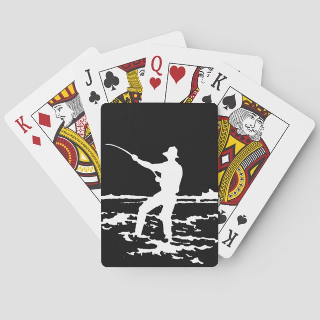 Retro Fischer-Silhouette Spielkarten (Rückseite)