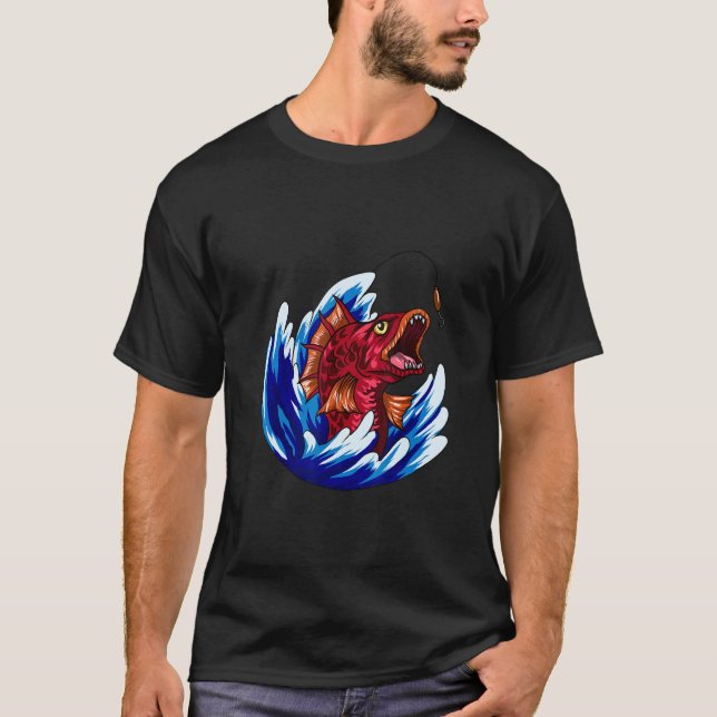Retro-Fischfang Raubfische T-Shirt (Vorderseite)