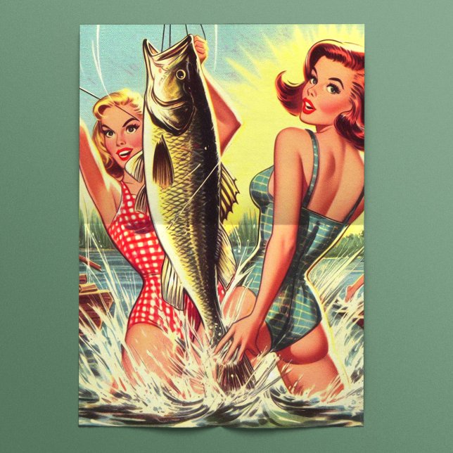 Retro Fishing Pinups Seidenpapier (Von Creator hochgeladen)
