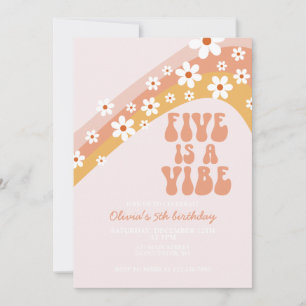 Retro Five ist ein Vibe Groovy Tag 5. Geburtstag Einladung