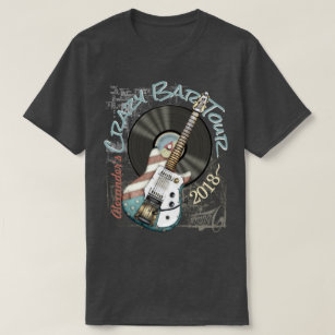 Retro Flagge-Gitarren-und Vinylaufzeichnung T-Shirt