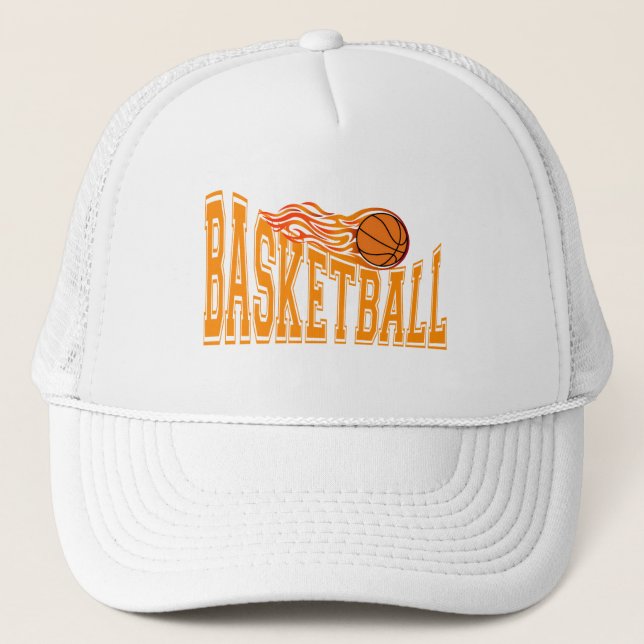 Retro Flaming Basketball Sports Team Truckerkappe (Vorderseite)
