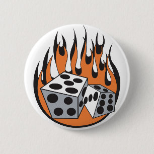Retro-Flaming-Würfel-Design Button