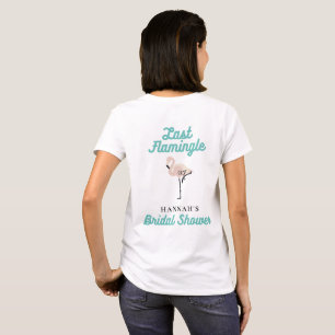 Retro Flamingo Bride's Flock Brautparty blau T-Shirt