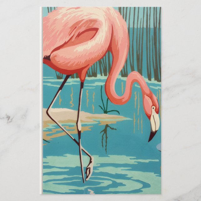 Retro-Flamingo Briefpapier (Vorderseite)