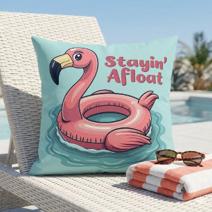 Retro Flamingo Float Funny Summer Kissen