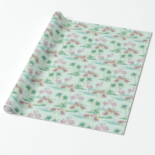 Retro Flamingo Island Wrapping Paper Geschenkpapier