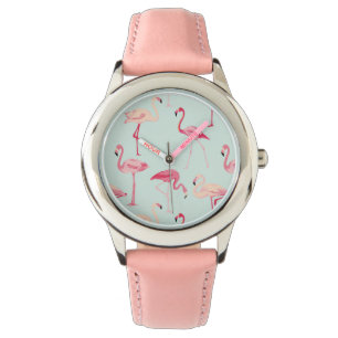 Retro Flamingo Muster Armbanduhr