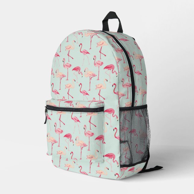 Retro Flamingo Muster Bedruckter Rucksack (Rückseitige Ecke Rechts)