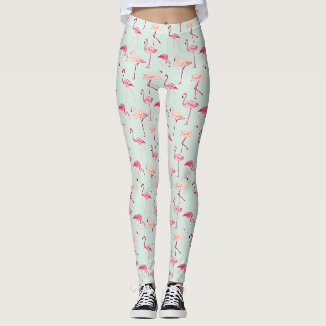 Retro Flamingo-Muster Leggings (Vorderseite)