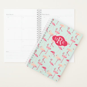 Retro Flamingo Muster Monogramm Planer