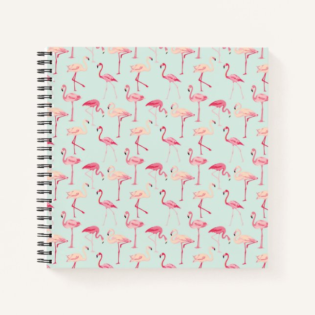 Retro Flamingo Muster Notizbuch (Vorderseite)