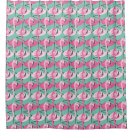 Retro Flamingo Muster Pink und Aqua Duschvorhang
