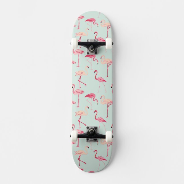 Retro Flamingo-Muster Skateboard (Vorderseite)