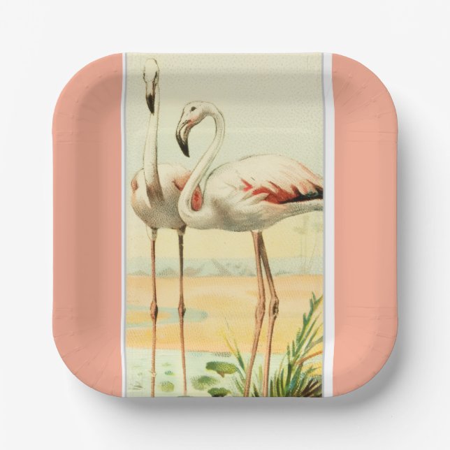 Retro Flamingo Pappteller (Vorderseite)