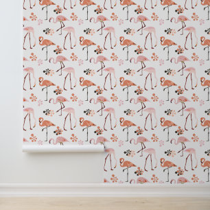 Retro Flamingo Pfirsich Rosa Tapete