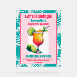 Retro Flamingo Pickleball Brautparty Cocktail Acrylschild