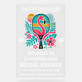Retro Flamingo Pickleball Brautparty Willkommen Acrylschild