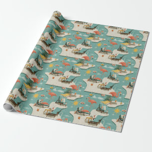 Retro-Flamingo-Poolside-Sommer-Muster (11) Geschenkpapier