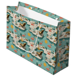 Retro-Flamingo-Poolside-Sommer-Muster (1) Große Geschenktüte