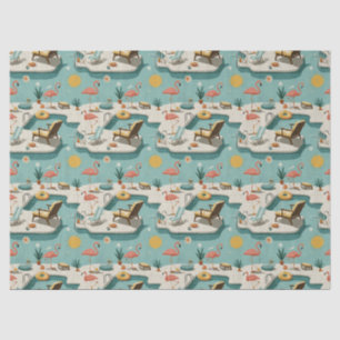 Retro-Flamingo-Poolside-Sommer-Muster (1) Seidenpapier
