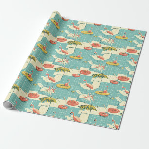 Retro-Flamingo-Poolside-Sommer-Muster (4) Geschenkpapier