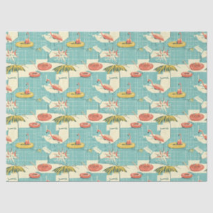 Retro-Flamingo-Poolside-Sommer-Muster (4) Seidenpapier