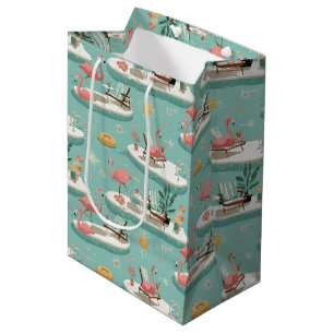 Retro-Flamingo-Poolside-Sommer-Muster (6) Mittlere Geschenktüte
