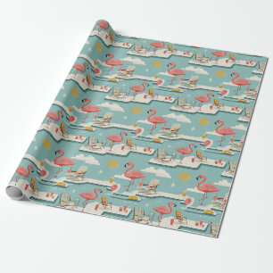 Retro-Flamingo-Poolside-Sommer-Muster (7) Geschenkpapier