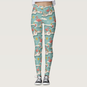 Retro-Flamingo-Poolside-Sommer-Muster (7) Leggings