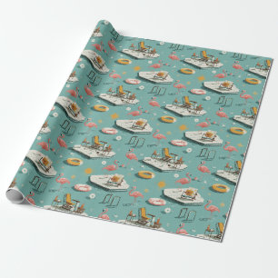 Retro-Flamingo-Poolside-Sommer-Muster (8) Geschenkpapier