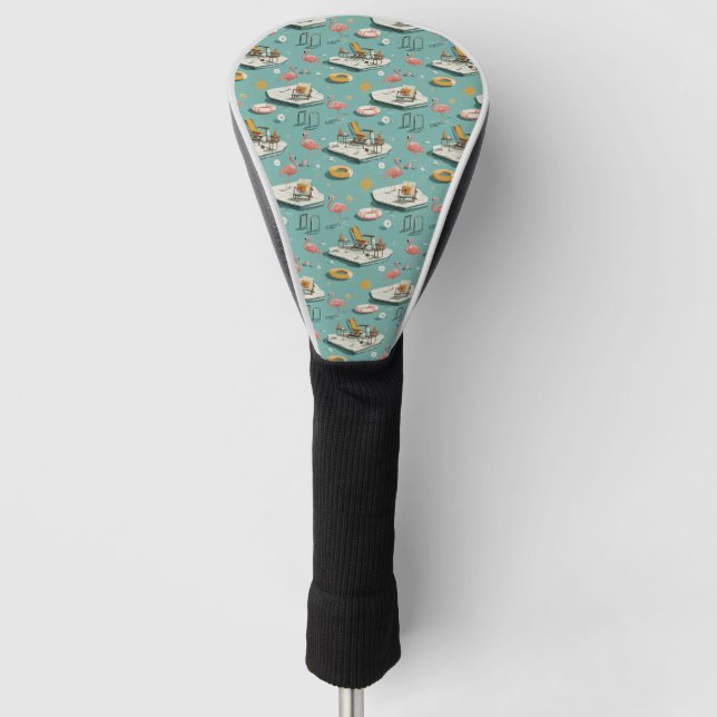 Retro-Flamingo-Poolside-Sommer-Muster (8) Golf Headcover (Vorderseite)