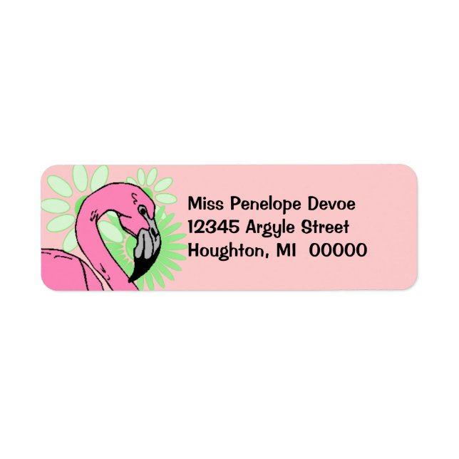 Retro Flamingo Rosa weiße Rücksendeadresse (Vorne)
